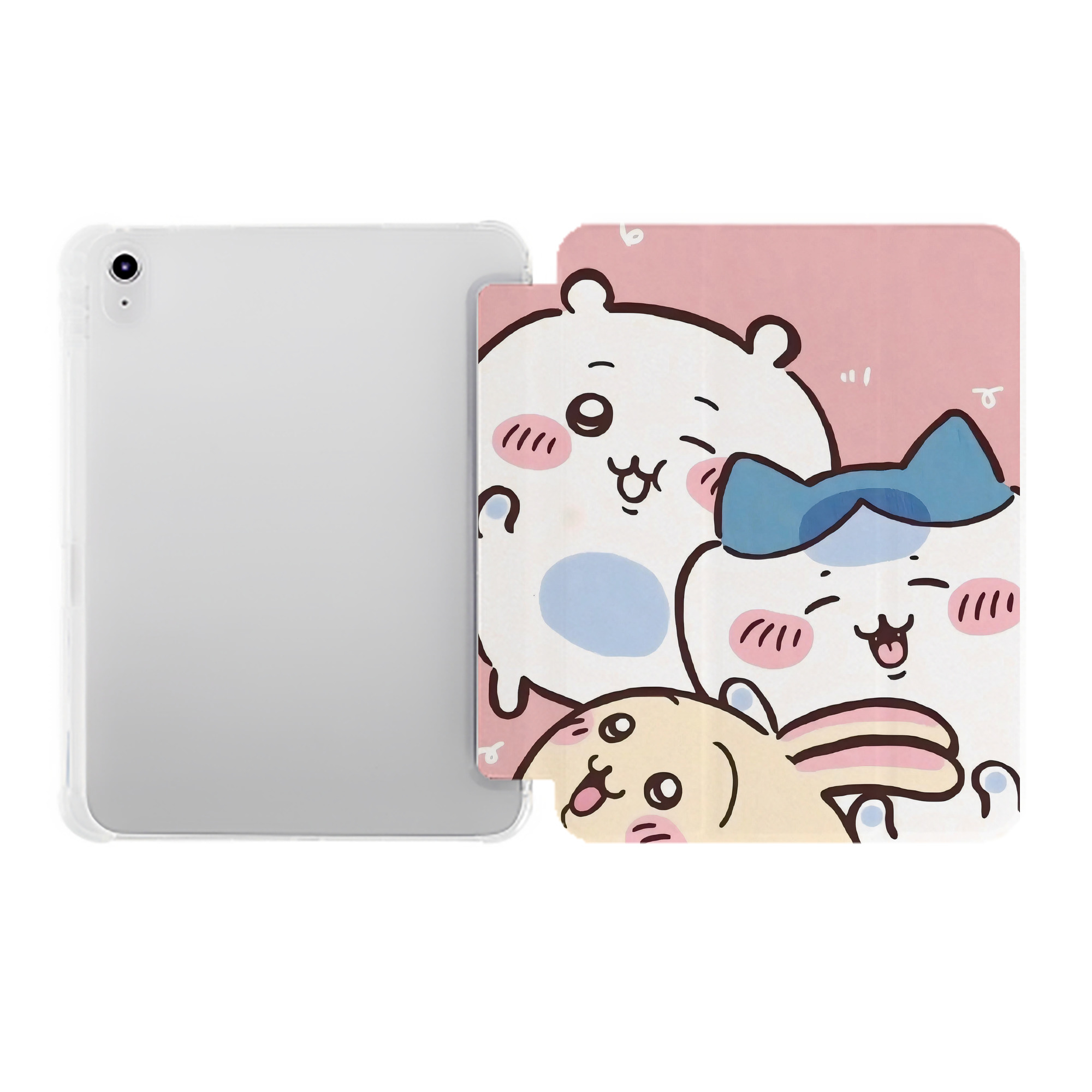 （画像用） ちいかわ Chii-kawa IPad ケース ペン収納付き 三つ折りスタンド PUレザー×シリコン 対応機種9.5/10.5/10.9インチ
